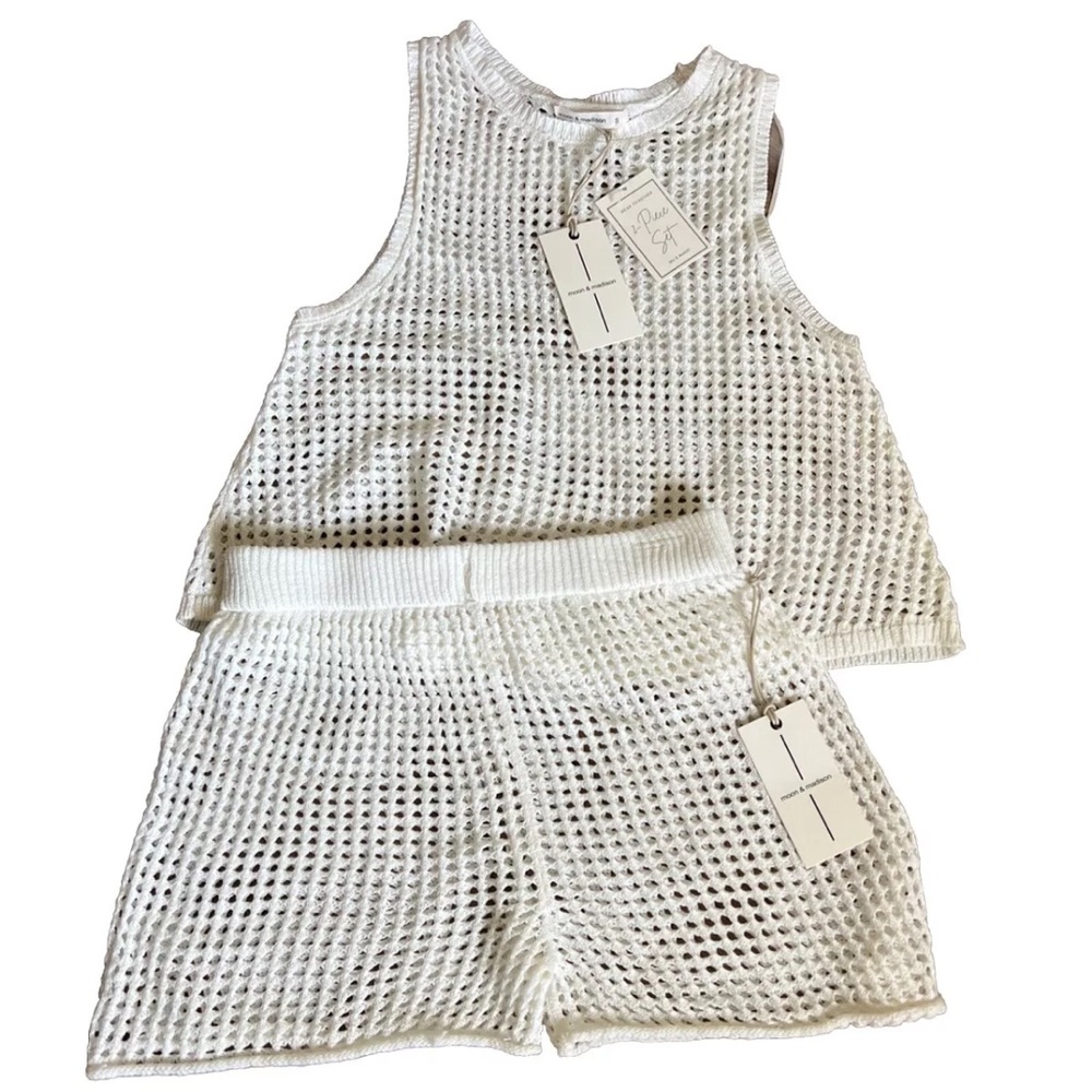 NWT  Moon & Madison 2pc Knit Cotton Shorts Top Set Size Small